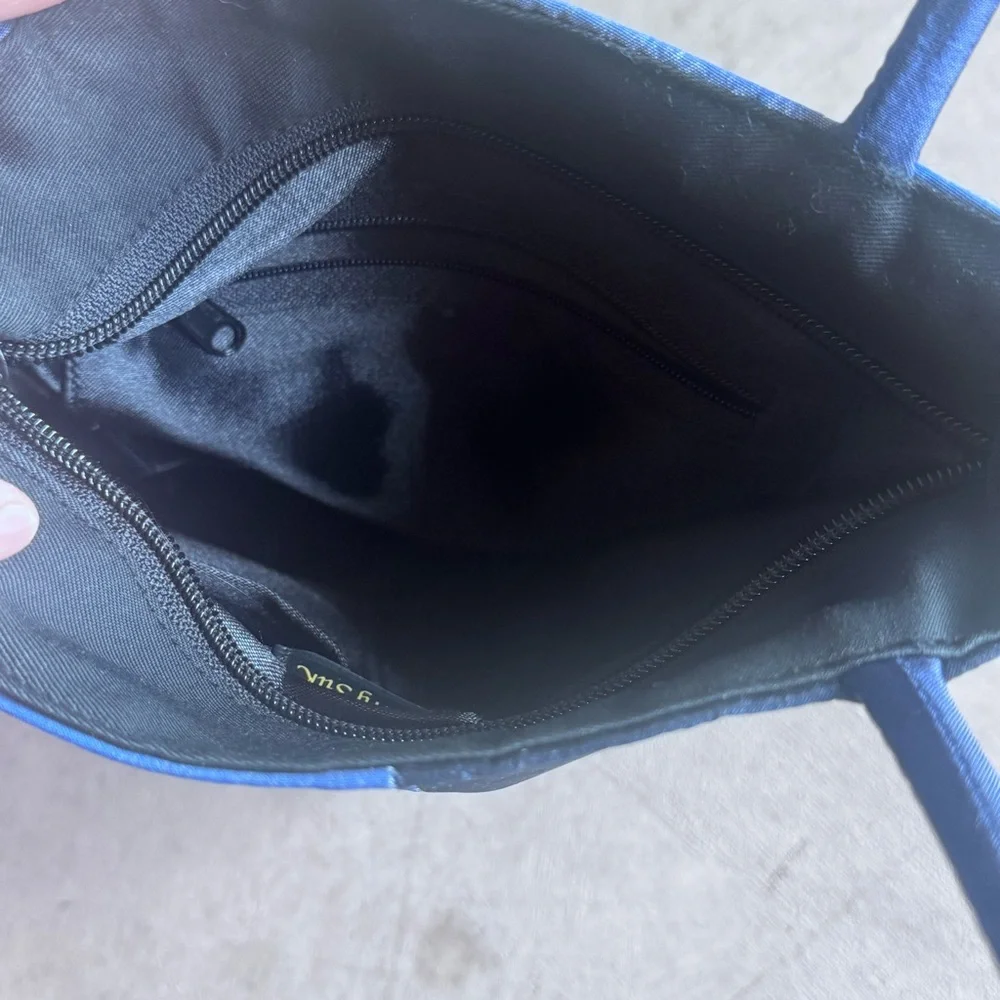 NWOT Blue and Navy mulberry Silk Tote Bag shape Purse